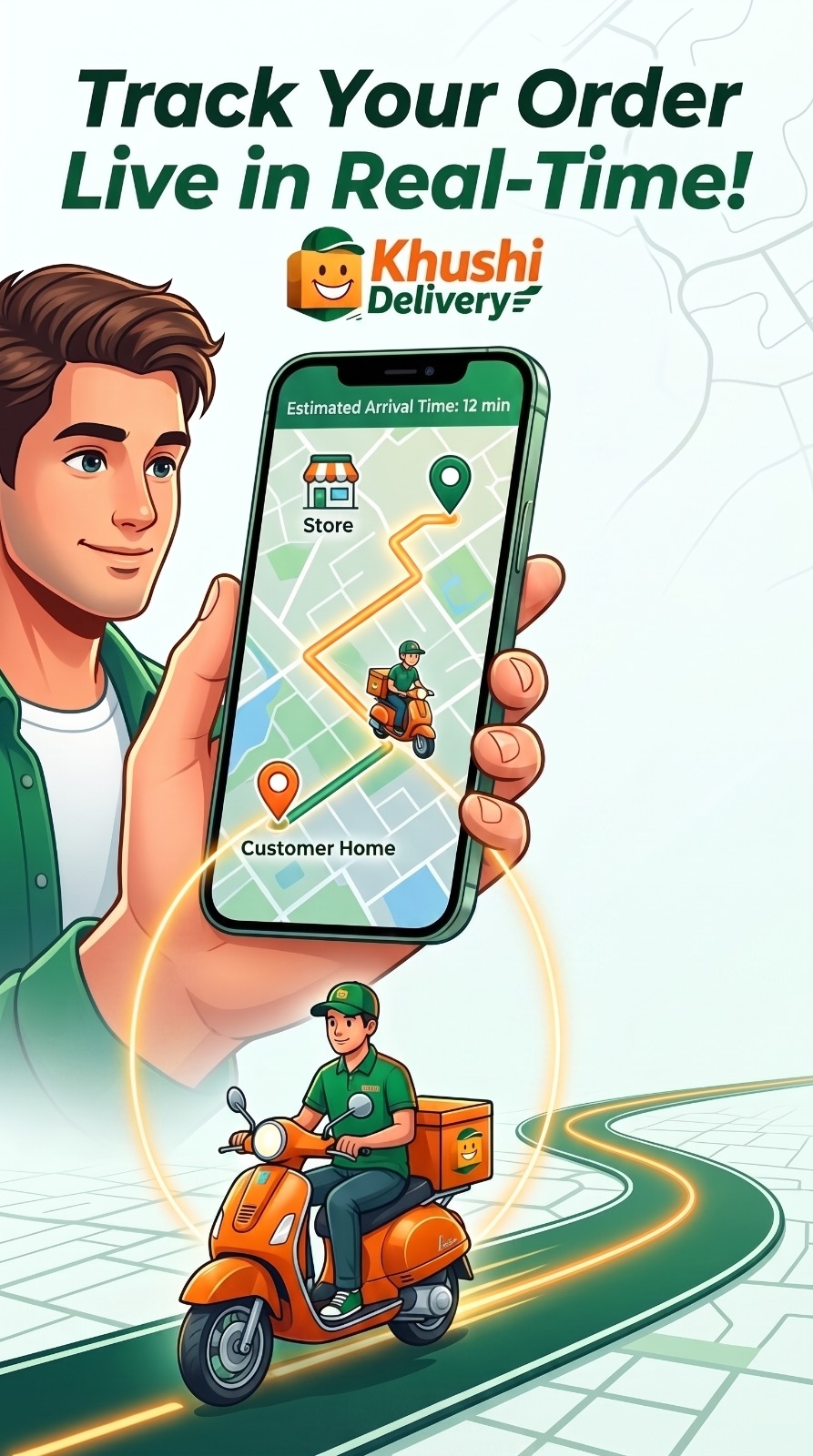Live order tracking timeline with rider map