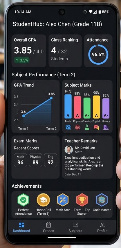 Teacher Mobile Exam Builder and Marks Entry Screen